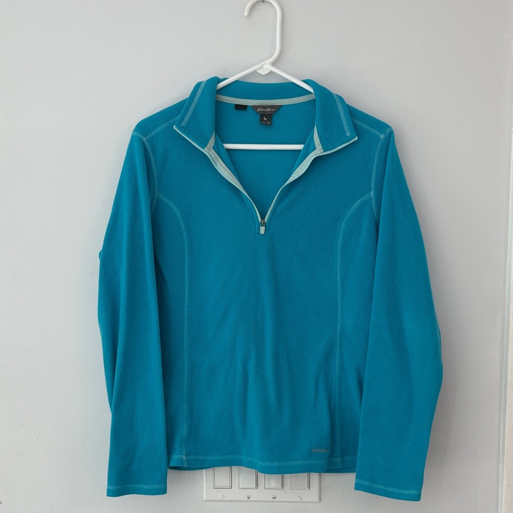 Eddie Bauer Teal Quarter-Zip Fleece Pullover